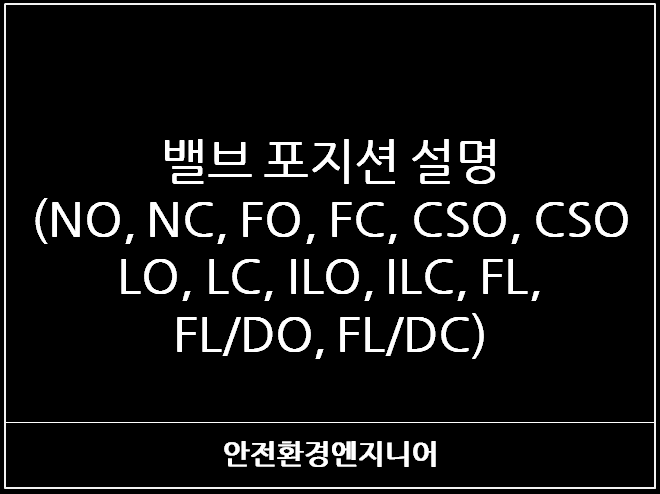 밸브 포지션 설명(NO, NC, FO, FC, CSO, CSC,LO,LC, ILO, ILC, FL, FL/DO, FL/DC ...