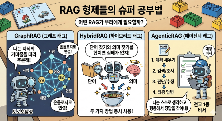 GraphRAG, HybridRAG, AgenticRAG, 초등학생도 이해하는 다양한 RAG 종류 : 네이버 블로그