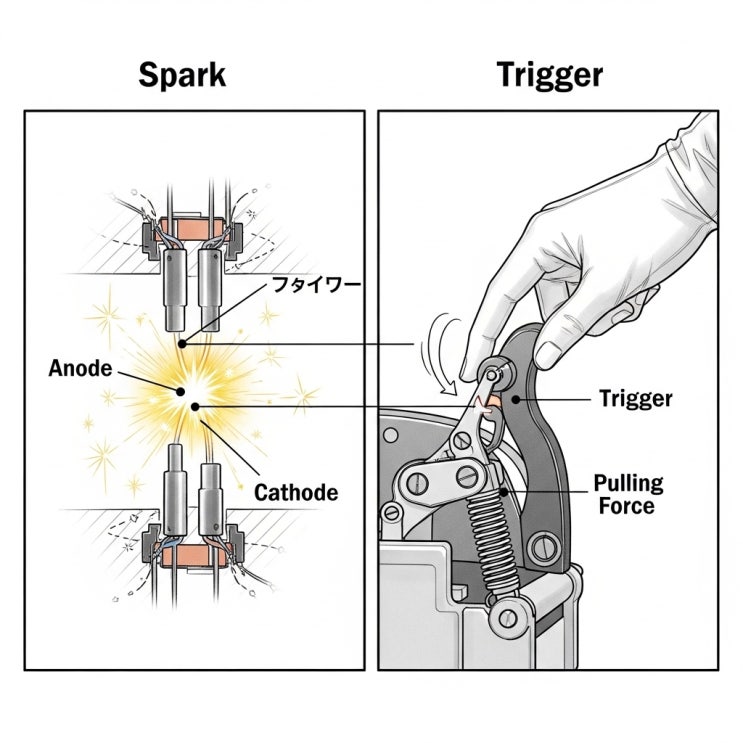 트리거 trigger off, spark off, set off 뜻, 차이 / trigger happy 의미 : 네이버 블로그