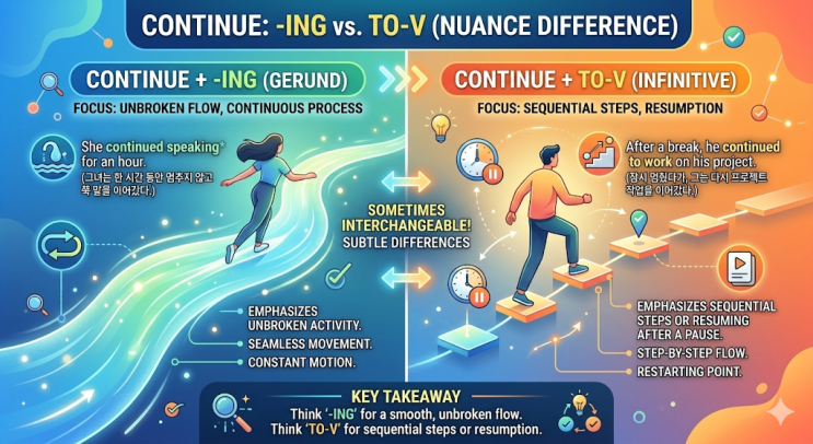 continue to-V vs continue -ing｜단계적 지속 vs 끊임없는 흐름 완전 정리 : 네이버 블로그