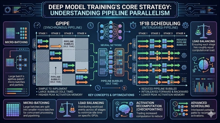 대형 모델 학습의 핵심 전략, Pipeline Parallelism 완전 이해 ~ 당근대장의 AI 지식 : 네이버 블로그
