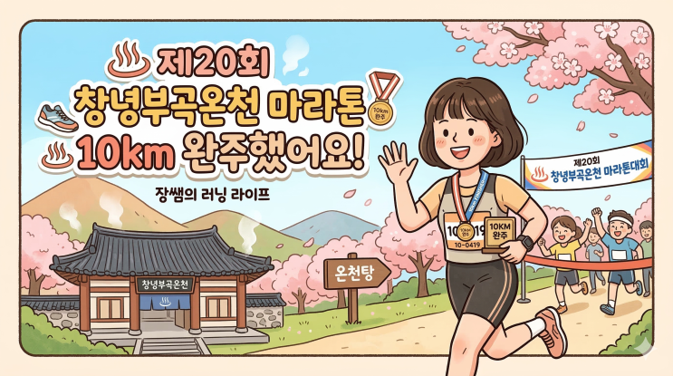 🏃‍♀️ 제20회 창녕부곡온천 마라톤, 10km 완주하고 왔습니다! 김해 삼정동 미용실 '장쌤머리교실', '장쌤'의 런닝일기