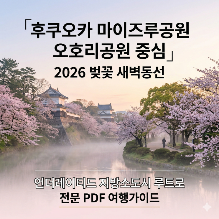 후쿠오카 마이즈루공원 오호리공원 중심 2026 벚꽃 새벽동선 언더레....