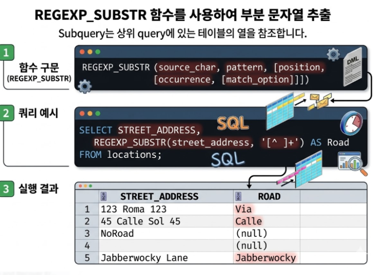 [SQL 고급] 정규 표현식 지원 2 - REGEXP_SUBSTR (부분 문자열 추출) : 네이버 블로그