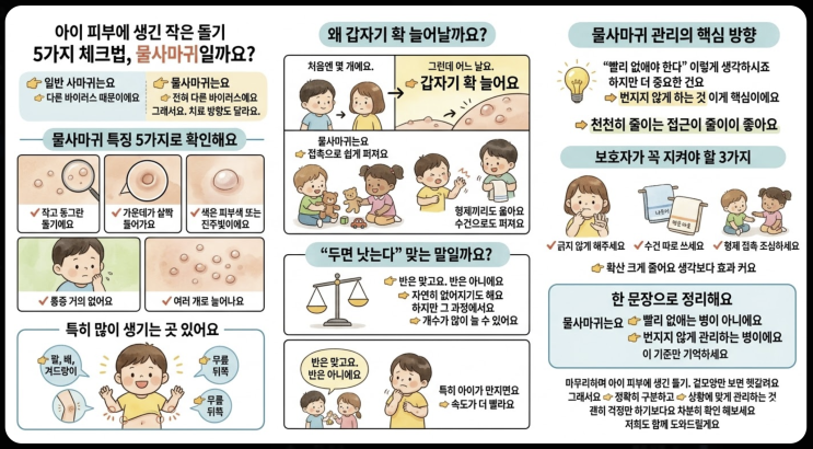 아이 피부에 생긴 작은 돌기 5가지 체크법, 물사마귀일까요?