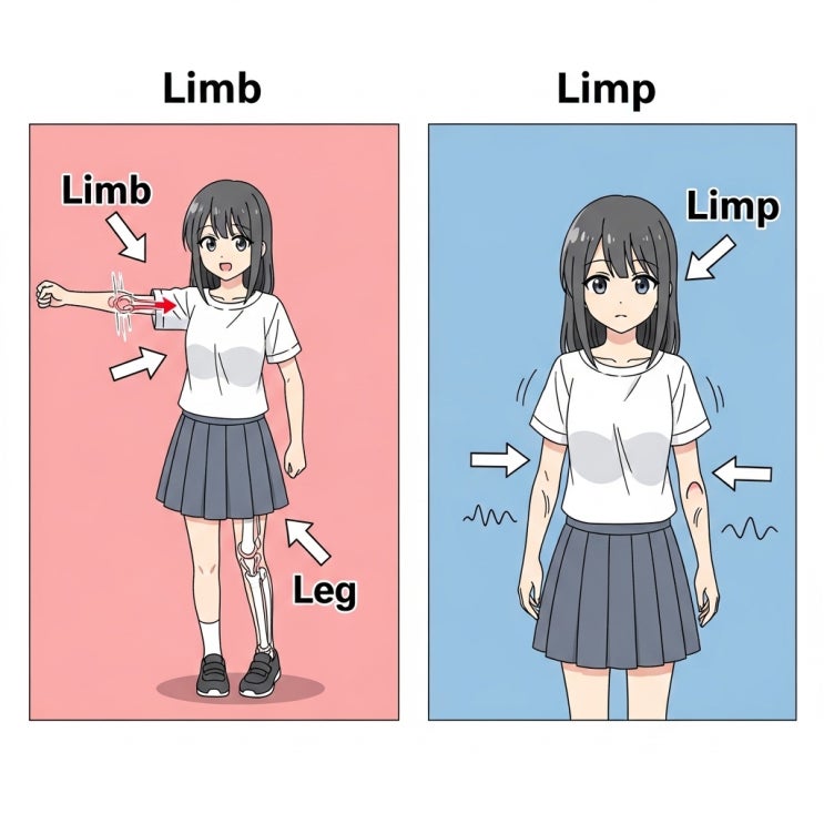 limb, limp 뜻, 차이 / phantom limb 의미, out on a limb, limping gate : 네이버 블로그