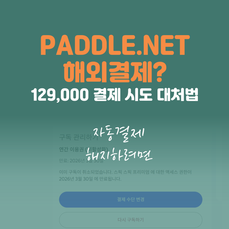 PADDLE.NET 해외결제? 129,000 결제 시도 대처법 : 네이버 블로그