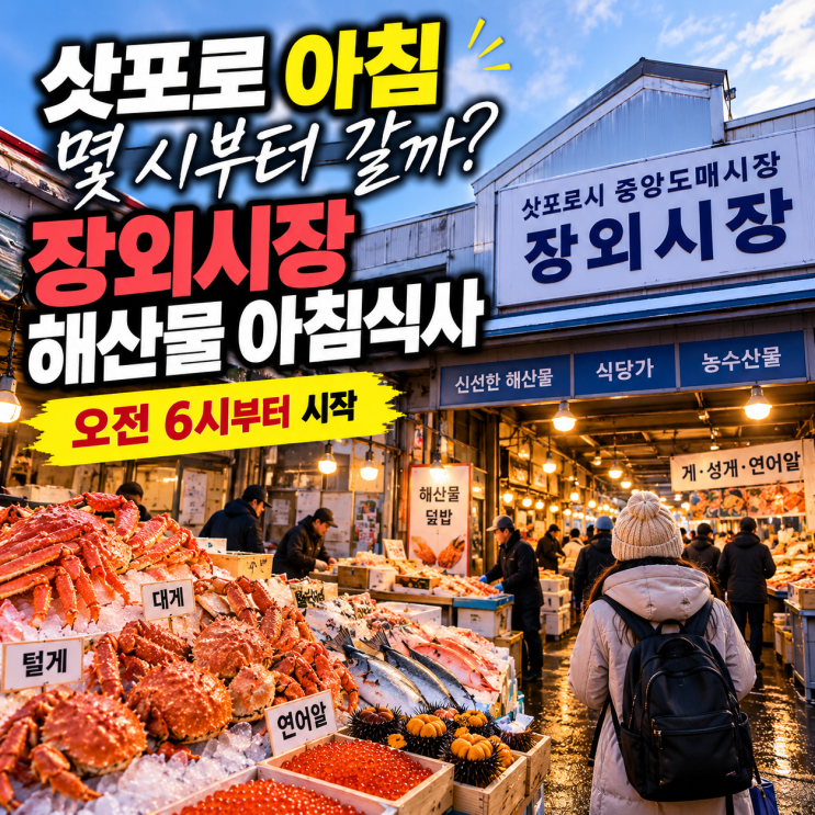 삿포로 장외시장 아침 몇시? 해산물 아침식사·가는법