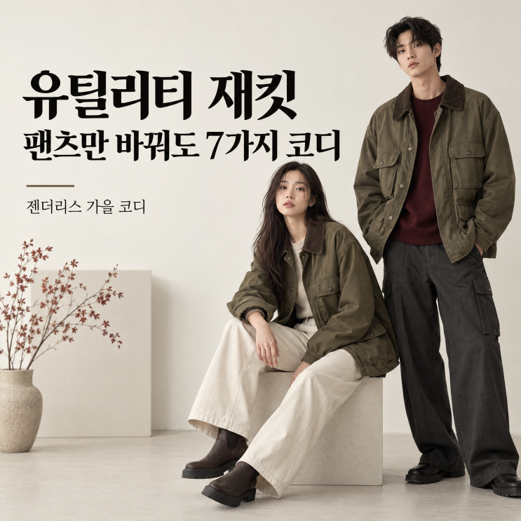 같은 유틸리티 재킷, 이렇게까지 달라진다고? 팬츠만 바꿔 입는 젠더리스 코디 7가지 : 네이버 블로그