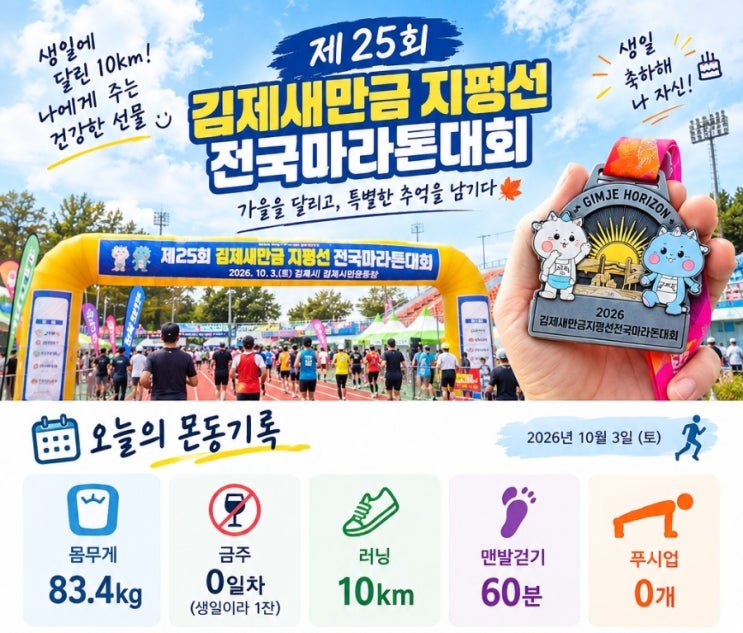 🏃 오늘의 운동기록｜생일 기념 10K 러닝!