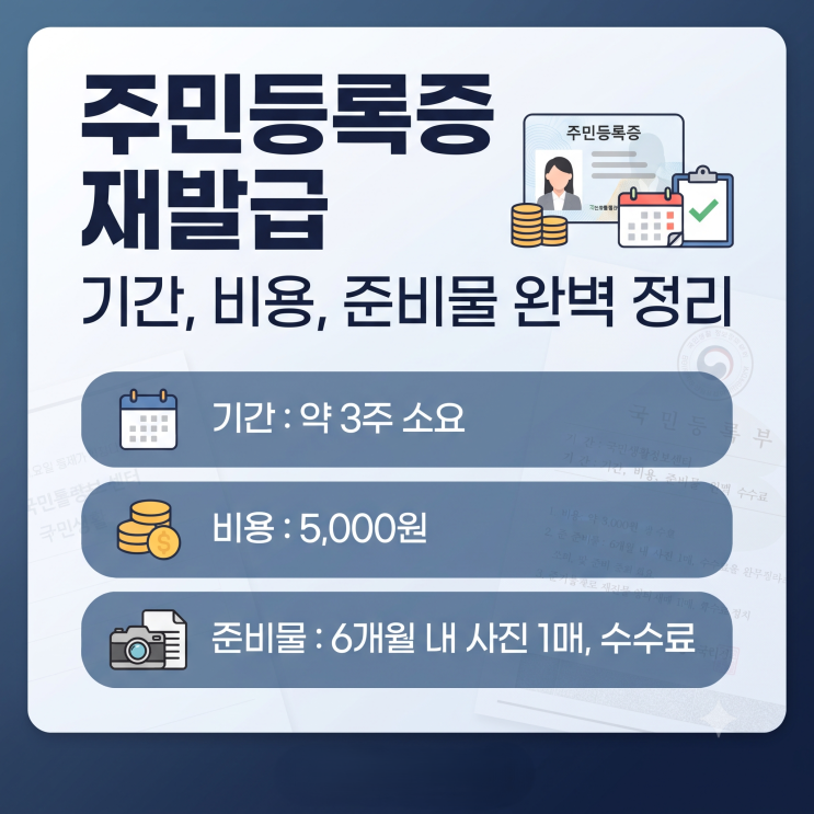 주민등록증 재발급 기간, 비용, 준비물 완벽 정리 : 네이버 블로그