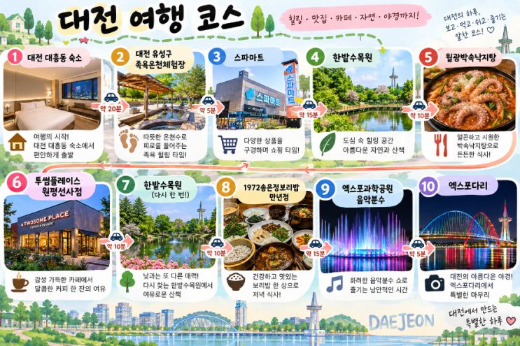 대전 여행코스 추천｜유성온천·한밭수목원·대전맛집·엑스포다리 ....