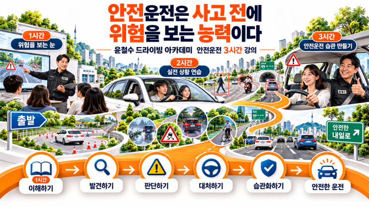 윤철수 카레이싱 챔피언이 알려주는 안전운전 테크닉 3시간 강의 과정 안내 대표 이미지