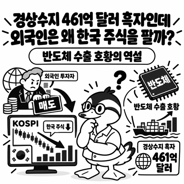 경상수지 461억 달러 흑자인데 외국인은 왜 한국 주식을 팔까?｜반도체 수출 호황의 역설 : 네이버 블로그