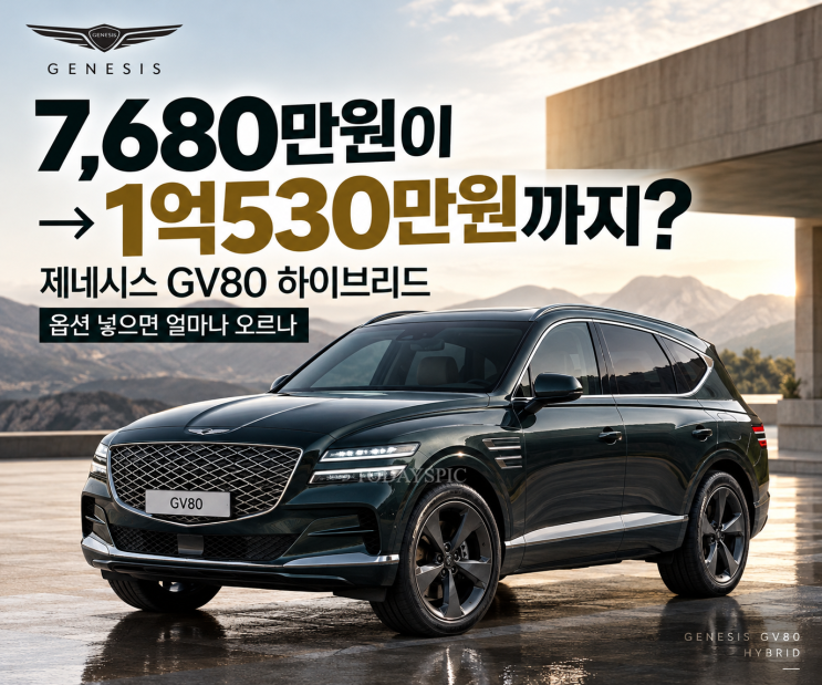 제네시스 GV80 하이브리드 출시 가격 연비 옵션 총정리, 7,680만원부터? : 네이버 블로그