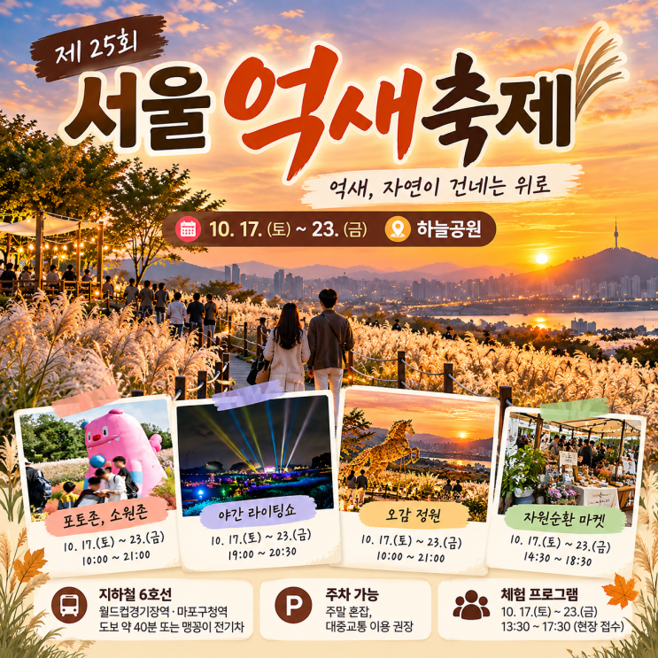 2026 서울억새축제 10월 17일 시작｜하늘공원 일정·야간 라이팅쇼·가는 법 : 네이버 블로그
