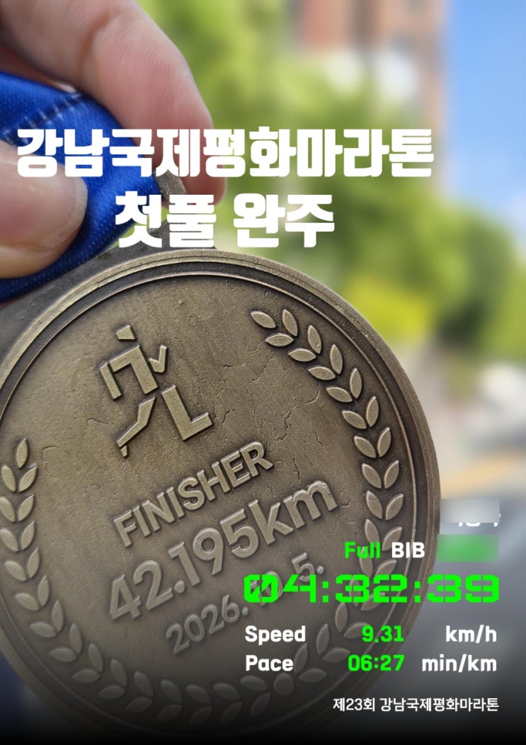 강남국제평화마라톤  첫풀완주 나도이제 마라토너