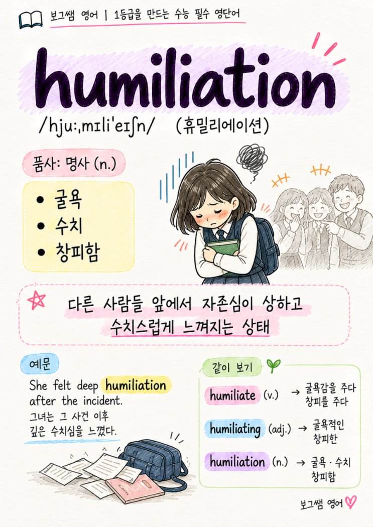 humiliation /hjuːˌmɪliˈeɪʃn/ (휴밀리에이션)ㅣ굴욕(감) : 네이버 블로그