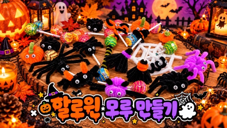 할로윈 모루거미 만드는 법 모루철사로 할로윈 막대사탕 꾸미기 : 네이버 블로그