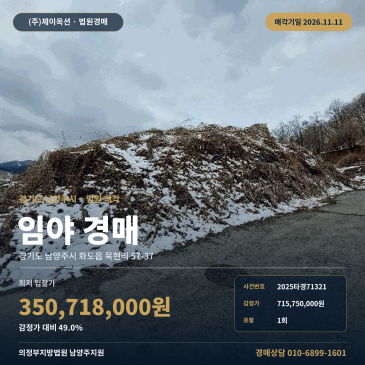 남양주 화도읍 산지 경매 화도초 인근 계획관리 임야 2025타경71321 썸네일