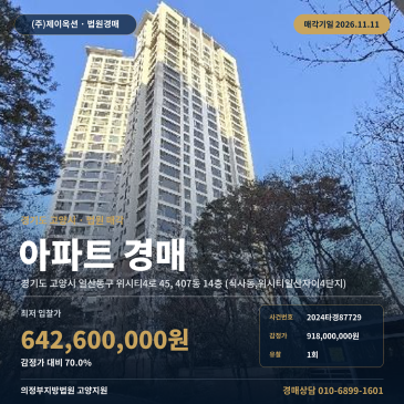 고양시아파트경매 식사동 위시티일산자이4단지 저현고 인근 경매물건 2024타경87729 썸네일