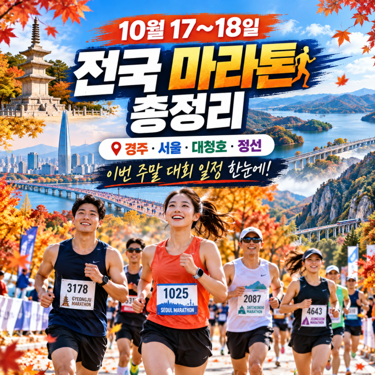 🏃 2026년 10월 17~18일 전국 마라톤 대회 총정리｜경주국제마라톤·서울 아시아 오픈·대청호·정선동강까지!