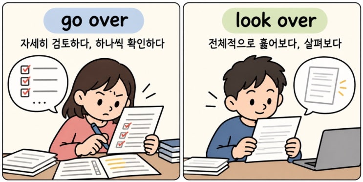 go over, look over 뉘앙스 비교, 예문과 함께 완벽이해!! : 네이버 블로그