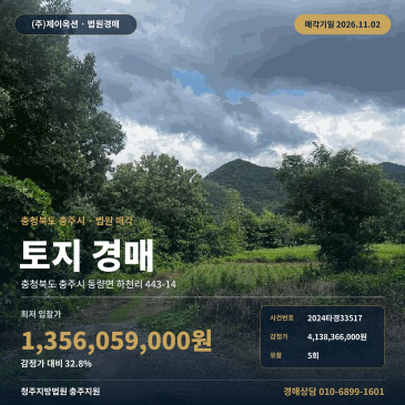 충북 충주시 동량면 하천리 토지경매, 충주호캠핑월드 인근 대규모 다수필지 일괄매각 2024타경33517 썸네일