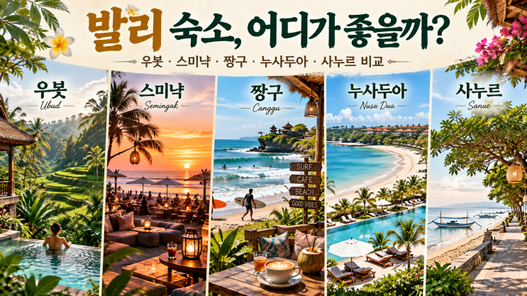 * 발리 지역 어디에 숙소 잡을까?｜우붓·스미냑·짱구·누사두아·사....