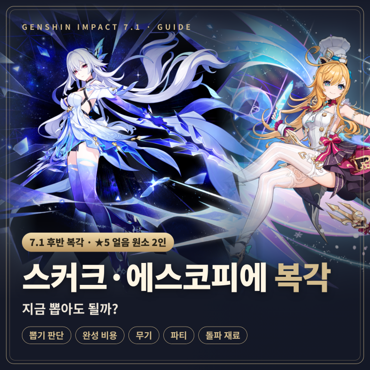 [원신] 스커크·에스코피에 복각: 지금 뽑아도 될까? 비용·파티·반응 총정리 : 네이버 블로그