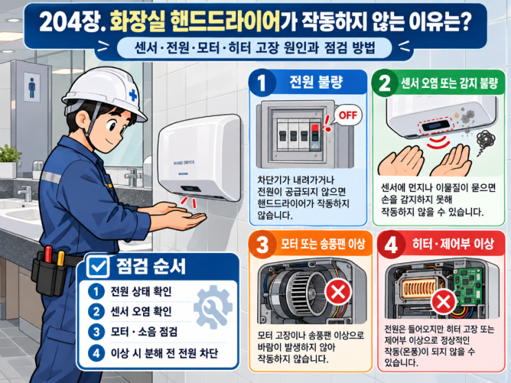 제 204장 화장실 핸드드라이어가 작동하지 않는 이유는? : 네이버 블로그