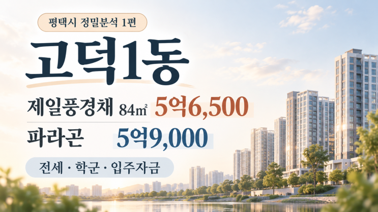 [평택시 고덕1동 정밀분석 1편｜제일풍경채 84㎡ 5억6,500·파라곤 5억9,000, 전세·학군·입주자금.] : 네이버 블로그