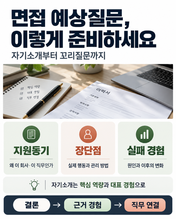 면접 예상질문 답변법｜지원동기·장단점·실패 경험, 이렇게 준비하세요 : 네이버 블로그