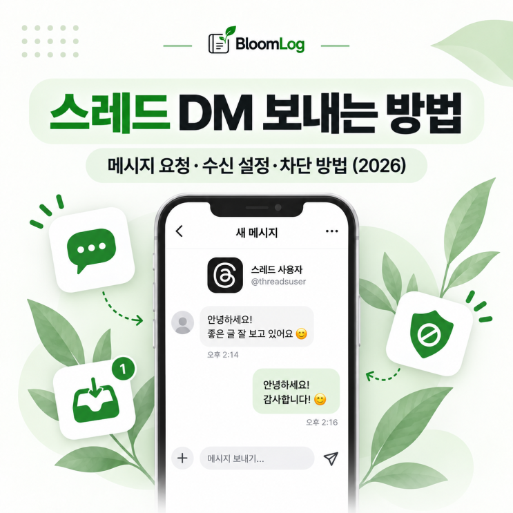 스레드 DM 보내는 방법｜메시지 요청·수신 설정·차단 방법 (2026) : 네이버 블로그