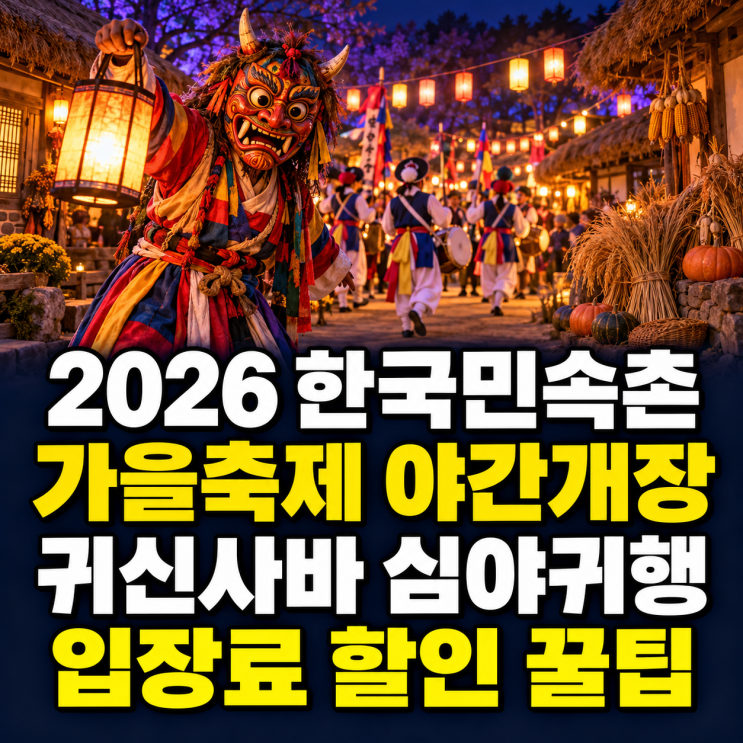 2026 한국민속촌 가을축제 야간개장 귀신사바 심야귀행 입장료 할인 꿀팁