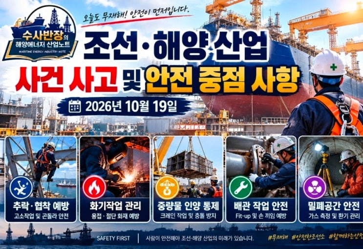 조선·해양 산업 사건 사고 및 안전 중점 사항 - 2026년 10월 19일 : 네이버 블로그