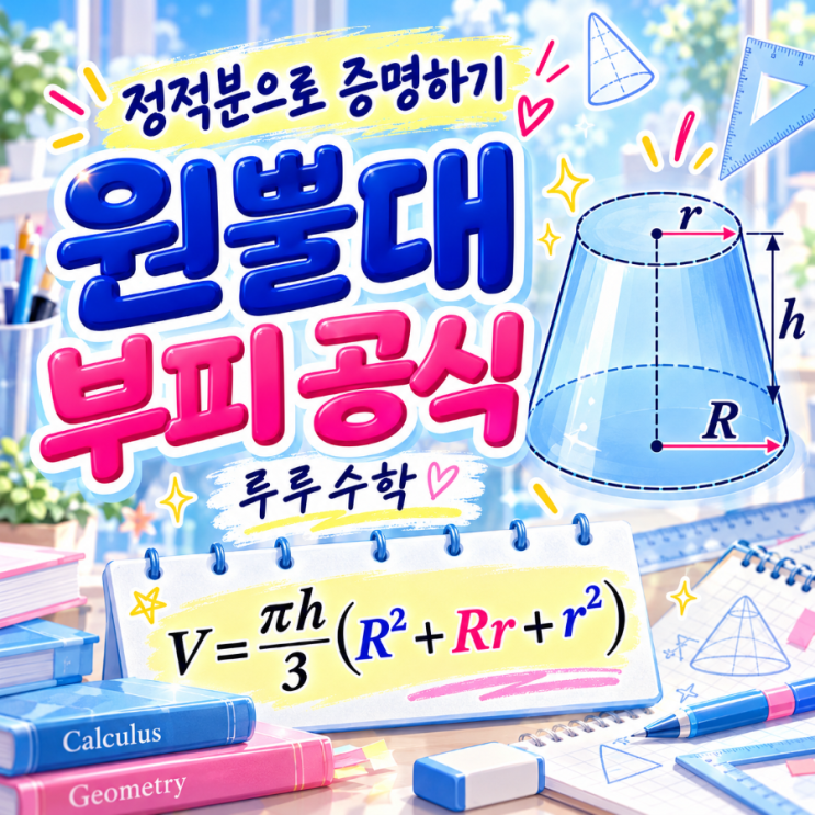 원뿔대 부피 공식 완벽 정리 ♡₊˚ ───────── ˚₊♡ ｜정적분으로 증명하기 : 네이버 블로그