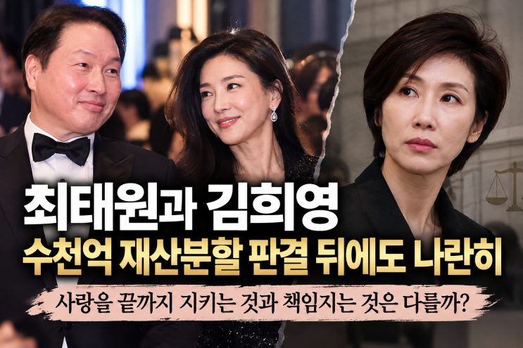 최태원과 김희영, 수천억 재산분할 판결 뒤에도 나란히…끝까지 지키는 사랑일까? : 네이버 블로그