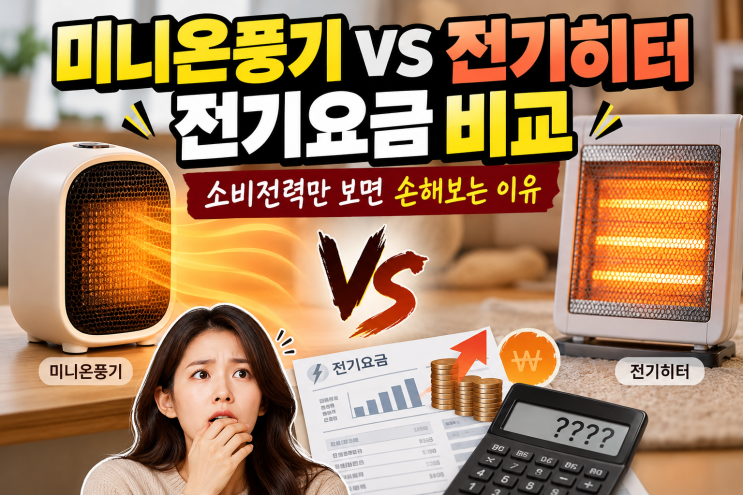 미니 온풍기 vs 전기히터 전기요금 비교, 소비전력만 보면 손해 보는 이유 : 네이버 블로그
