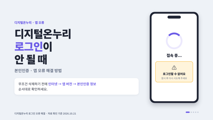 디지털온누리 로그인 안 될 때｜본인인증·앱 오류 해결 방법 : 네이버 블로그