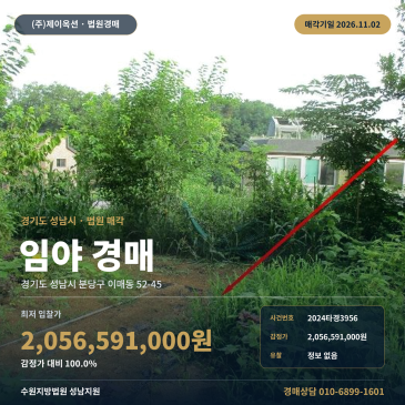 성남 분당구 이매동 임야 산지 경매 2024타경3956 썸네일