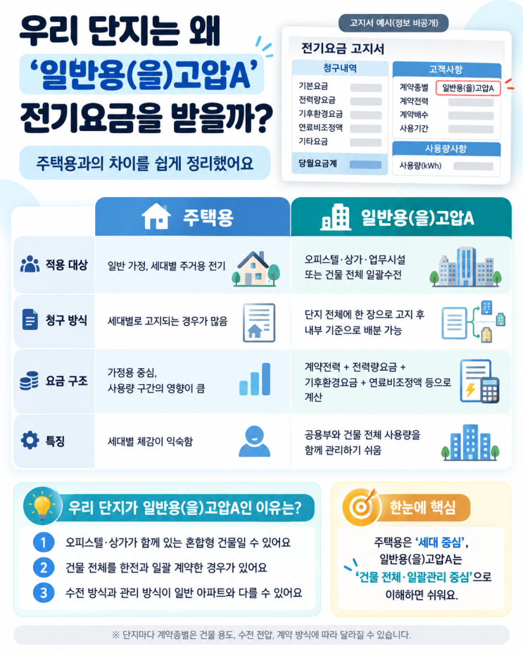 우리 단지는 왜 ‘주택용’이 아니라 ‘일반용(을) 고압A’ 전기요금을 받을까? : 네이버 블로그