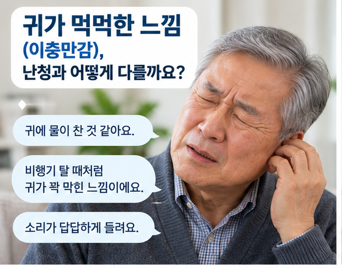 김제보청기 - 귀가 먹먹한 느낌(이충만감), 난청과 어떻게 다를까요? 👂｜귀가 꽉 막히고 소리가 답답하게 들리는 이유 : 네이버 블로그