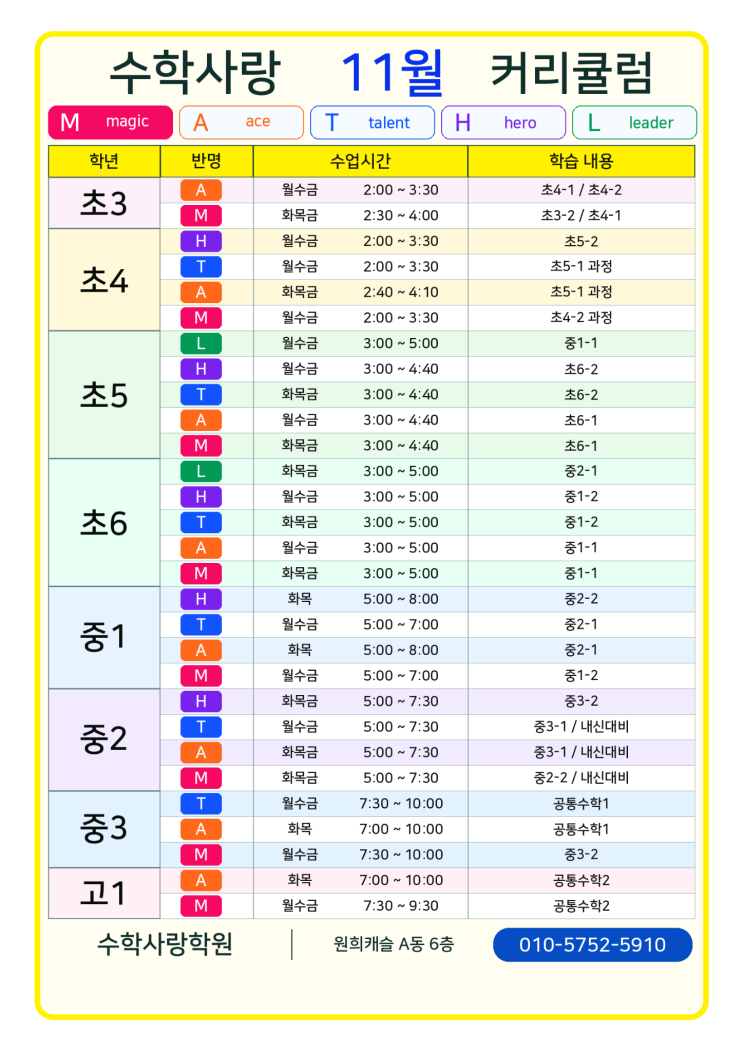 11월, 다음 학년 수학을 준비할 시간수학사랑학원 학년별 커리큘럼 안내 : 네이버 블로그