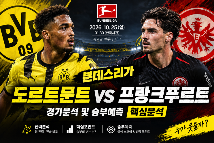 [분데스리가 분석] 도르트문트 vs 프랑크푸르트｜전력 비교·예상 스코어·승부예측 : 네이버 블로그