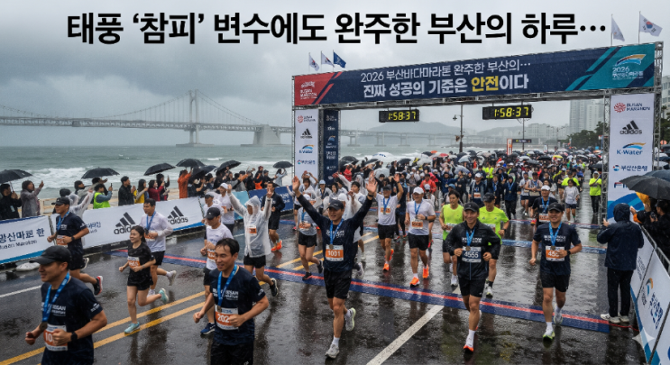 태풍 ‘참피’ 변수에도 완주한 부산의 하루…2026 부산바다마라톤, 진짜 성공의 기준은 안전이다