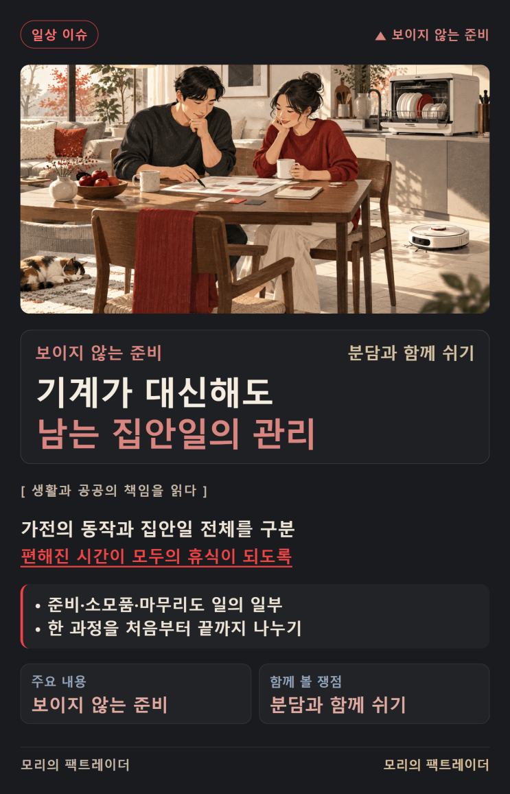 기계가 대신해도 누군가는 챙긴다…집안일에서 빠지지 않는 관리 노동 : 네이버 블로그