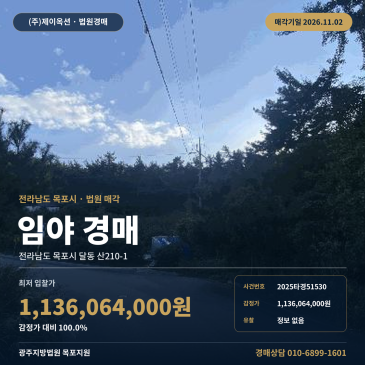 전남 목포시 달동 산지 임야 경매ㅣ목포시 달동 임야 경매 2025타경51530 썸네일