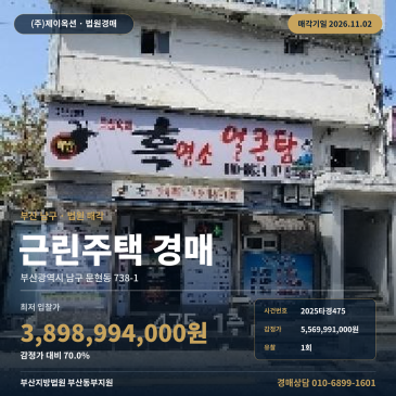 부산 문현동 근린주택 경매ㅣ일반상업지역 대지· 물건 2025타경475 썸네일