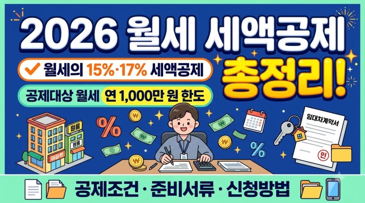 [생활금융] 2026 연말정산 월세 세액공제 조건 총정리｜17%·15% 공제율·최대 170만 원·준비서류·신청방법 : 네이버 블로그